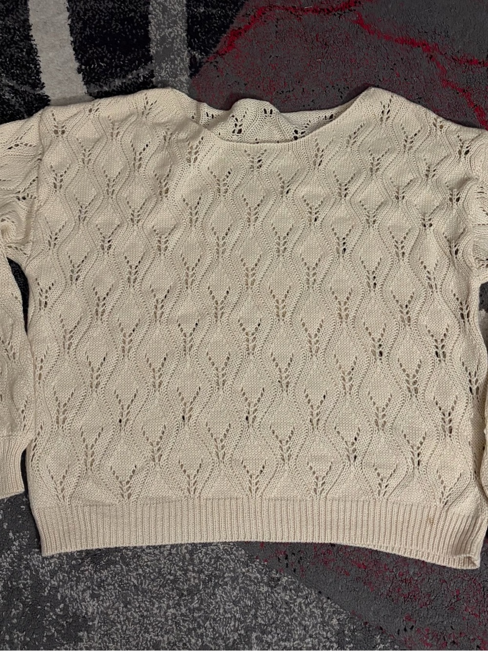 Cupshe Cream Openwork Crewneck Sweater